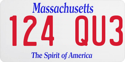 MA license plate 124QU3
