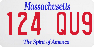 MA license plate 124QU9
