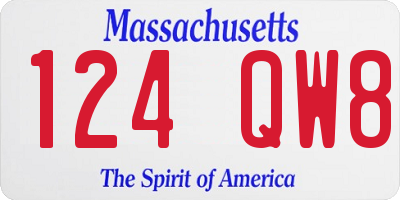 MA license plate 124QW8