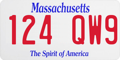 MA license plate 124QW9