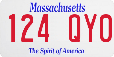 MA license plate 124QY0
