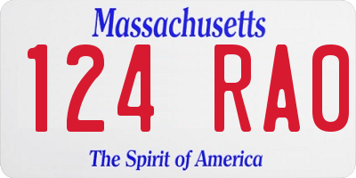 MA license plate 124RA0