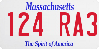 MA license plate 124RA3