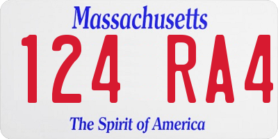 MA license plate 124RA4