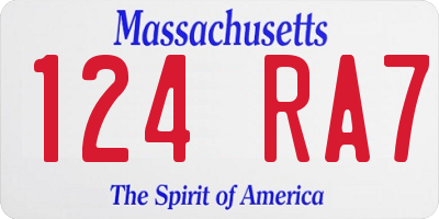 MA license plate 124RA7