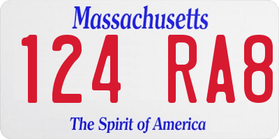 MA license plate 124RA8