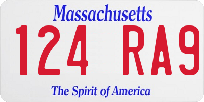 MA license plate 124RA9