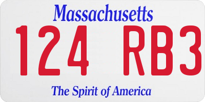 MA license plate 124RB3