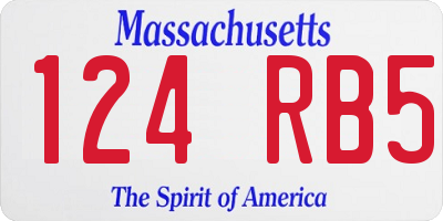 MA license plate 124RB5