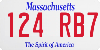 MA license plate 124RB7