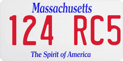MA license plate 124RC5