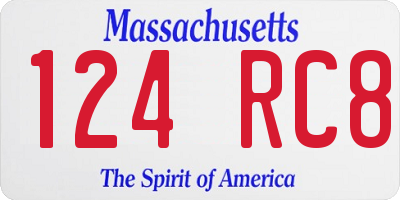 MA license plate 124RC8