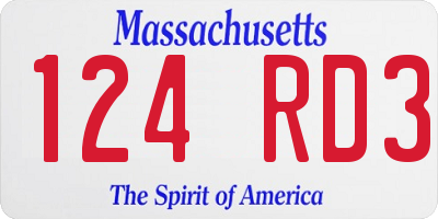 MA license plate 124RD3