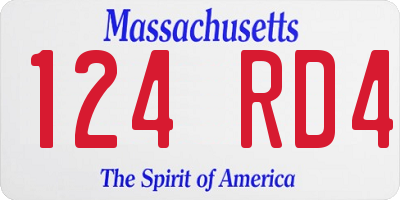 MA license plate 124RD4