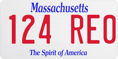 MA license plate 124RE0