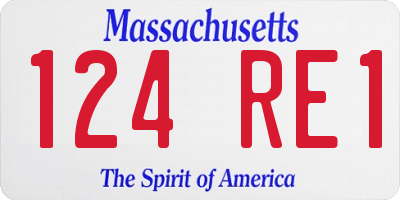 MA license plate 124RE1