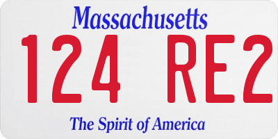 MA license plate 124RE2