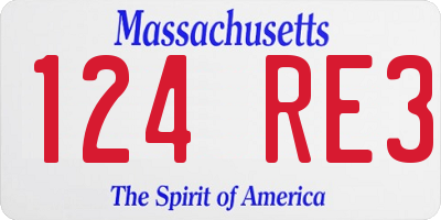MA license plate 124RE3