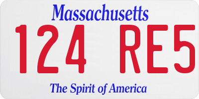 MA license plate 124RE5