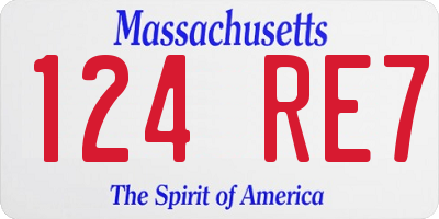 MA license plate 124RE7