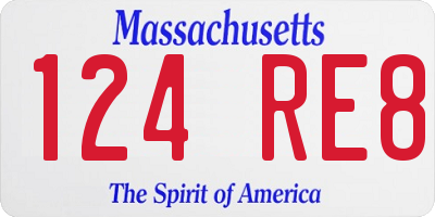 MA license plate 124RE8