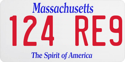 MA license plate 124RE9