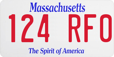 MA license plate 124RF0