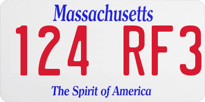 MA license plate 124RF3