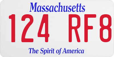 MA license plate 124RF8
