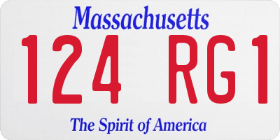 MA license plate 124RG1