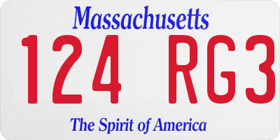 MA license plate 124RG3