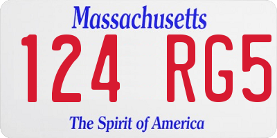 MA license plate 124RG5