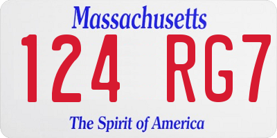 MA license plate 124RG7