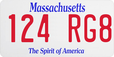 MA license plate 124RG8