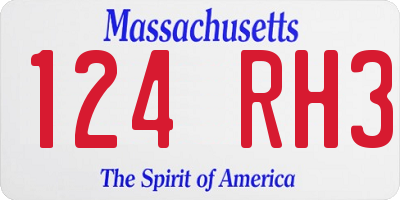 MA license plate 124RH3
