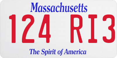 MA license plate 124RI3
