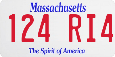 MA license plate 124RI4