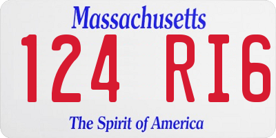 MA license plate 124RI6