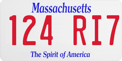 MA license plate 124RI7