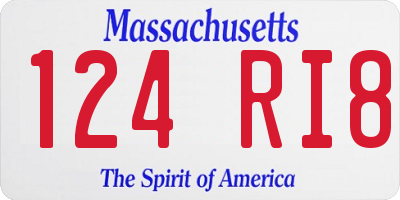 MA license plate 124RI8
