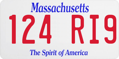 MA license plate 124RI9