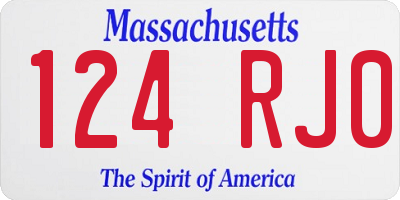 MA license plate 124RJ0