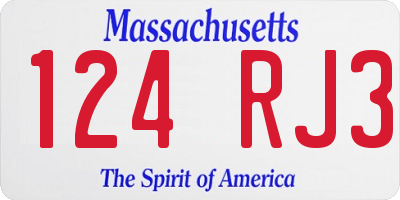 MA license plate 124RJ3