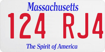 MA license plate 124RJ4