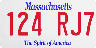MA license plate 124RJ7