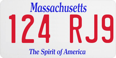 MA license plate 124RJ9