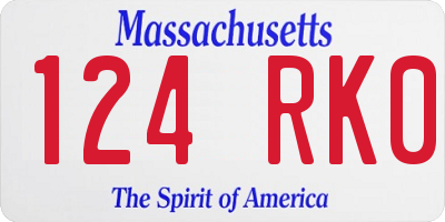 MA license plate 124RK0