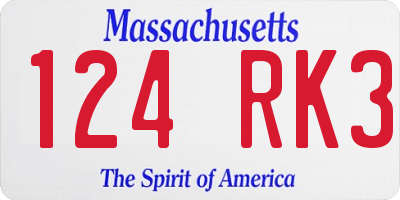 MA license plate 124RK3
