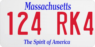 MA license plate 124RK4