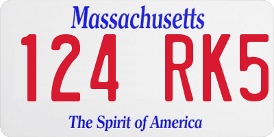 MA license plate 124RK5